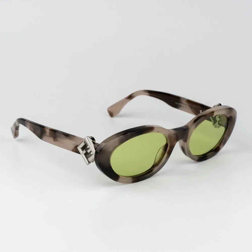 Fendi FF DIAMONDS Men Sunglasses Oval Havana Green FE40140U 01A NEW AUTHENTIC